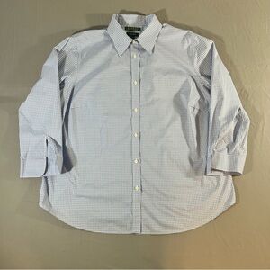 Lauren Ralph Lauren Gingham Button-Front Shirt • Women’s XL • Blue & White Check